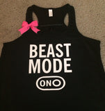 Beast Mode On- Beastmode - Ruffles with Love - Racerback Tank - Womens Fitness - Workout Clothing - Workout Shirts with Sayings