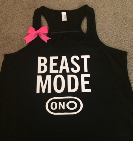 Beast Mode On- Beastmode - Ruffles with Love - Racerback Tank - Womens Fitness - Workout Clothing - Workout Shirts with Sayings