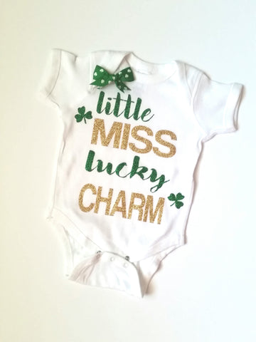 Little Miss Lucky Charm - Saint Patricks Day - Mia Grace Designs -  Body Suit - Onesie - Ruffles with Love - Baby Clothing - RWL Kids