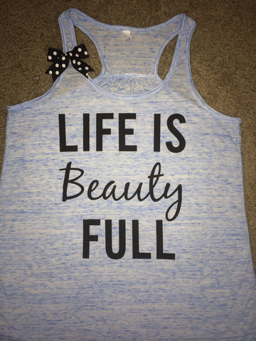 Life is Beauty Full - Blue Marble - Ruffles with Love - Womens Fitness