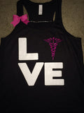Love Nurse Tank - Nurse Symbol - Ruffles with Love - Fun Tank - LOVE Symbol Tank
