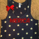 MERICA - STAR tank - Ruffles with Love - Racerback Tank - Womens Fitness - Workout Clothing - Workout Shirts with Saying