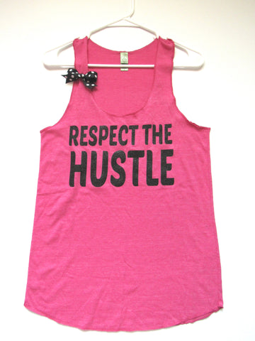 SALE - RESPECT THE HUSTLE - Racerback Tank - Ruffles with Love - Womens Fitness - Workout Clothing - Workout Shirts with Sayings