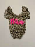 Leopard Ruffle Sleeve Custom Name Onesie - Mia Grace Designs