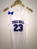 Tree Hill Basketball Jersey Tank - WHITE - Nathan Scott - Lucas Scott - One Tree Hill Tank - Ruffles with Love - RWL - Bow Tank