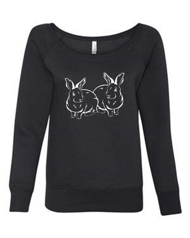 Bunny - Easter - Graphic Tee  - Ruffles with Love - Off the Shoulder Sweatshirt RWL