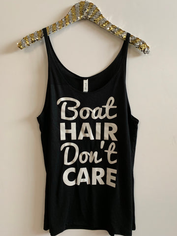 IG - FLASH SALE - Boat Hair Don't Care - Ruffles with Love - Racerback Tank - Womens Fitness