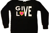 Give Love - Eco Fleece Off the Shoulder Sweatshirt - Ruffles with Love