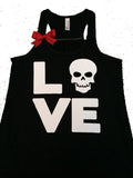 Love Skull Tank - Ruffles with Love - Fun Tank - Skull Tank - LOVE Symbol Tank