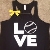 Love Baseball Tank - Black - Ruffles with Love - Fun Tank - LOVE Symbol Tank