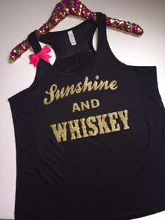 Sunshine and Whiskey - Ruffles with Love - Racerback Tank - Womens Fitness - Workout Clothing - Workout Shirts with Sayings