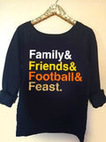 Family Friends Football and Feast - Thanksgiving List Shirt - Ruffles with Love - Thanksgiving Shirt