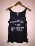 Sunshine and Whiskey  - Glitter - Slouchy Relaxed Fit Tank - Ruffles with Love - Fashion Tee - Graphic Tee