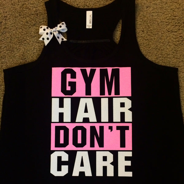 Gym Hair Don't Care - BLACK - Gym Tank - Ruffles with Love