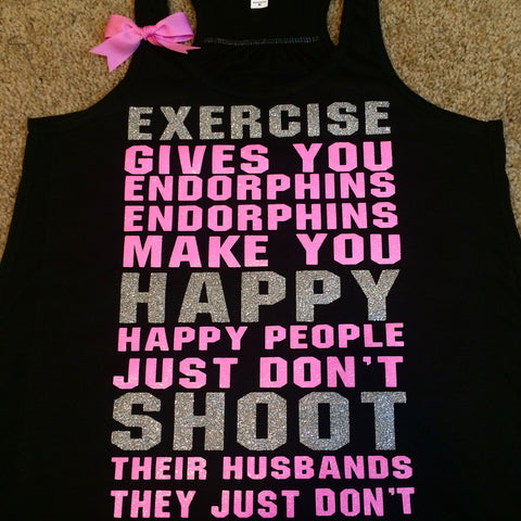 Legally Blonde Tank - Exercise Gives you Endorphins - Ruffles with Love - RWL - Bow Tank