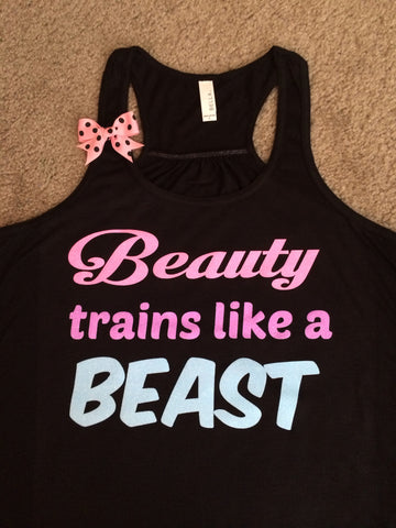 Beauty Trains Like A Beast - Glitter - Racerback Tank - Inspirational Tank - Womens Workout Tank - Ruffles with Love