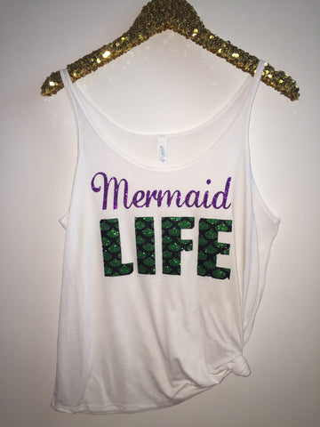 Mermaid Life - Slouchy Relaxed Fit Tank - Ruffles with Love - Fashion Tee - Graphic Tee