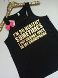I'm So Healthy - Sometimes I Put Orange Juice In My Champagne- Ruffles with Love - Racerback Tank - Womens Fitness - Workout Clothing - Workout Shirts with Sayings