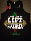 I Just Like To Lift - Lifting's My Favorite -  LIMITED EDITION -  Ruffles with Love - Racerback Tank - Womens Fitness - Workout Clothing - Workout Shirts with Sayings
