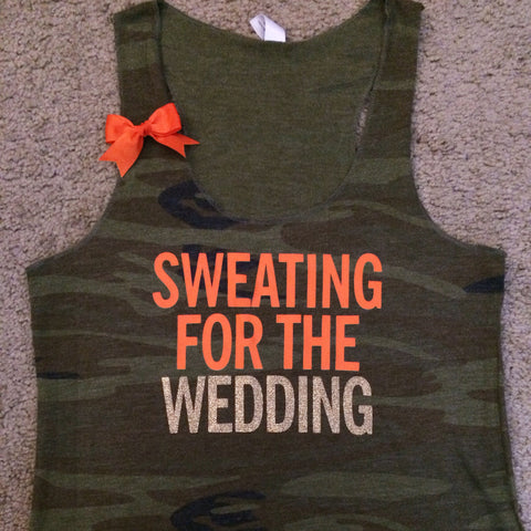 Sweating for The Wedding - Camo - Wedding Tank - Bride - Ruffles with Love - Womens Fitness