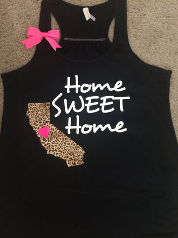 State Tank - Home Sweet Home - Leopard State - Racerback tank - Fun Tank - Womens fitness Tank - Workout clothing