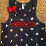 MERICA - STAR tank - Ruffles with Love - Racerback Tank - Womens Fitness - Workout Clothing - Workout Shirts with Saying