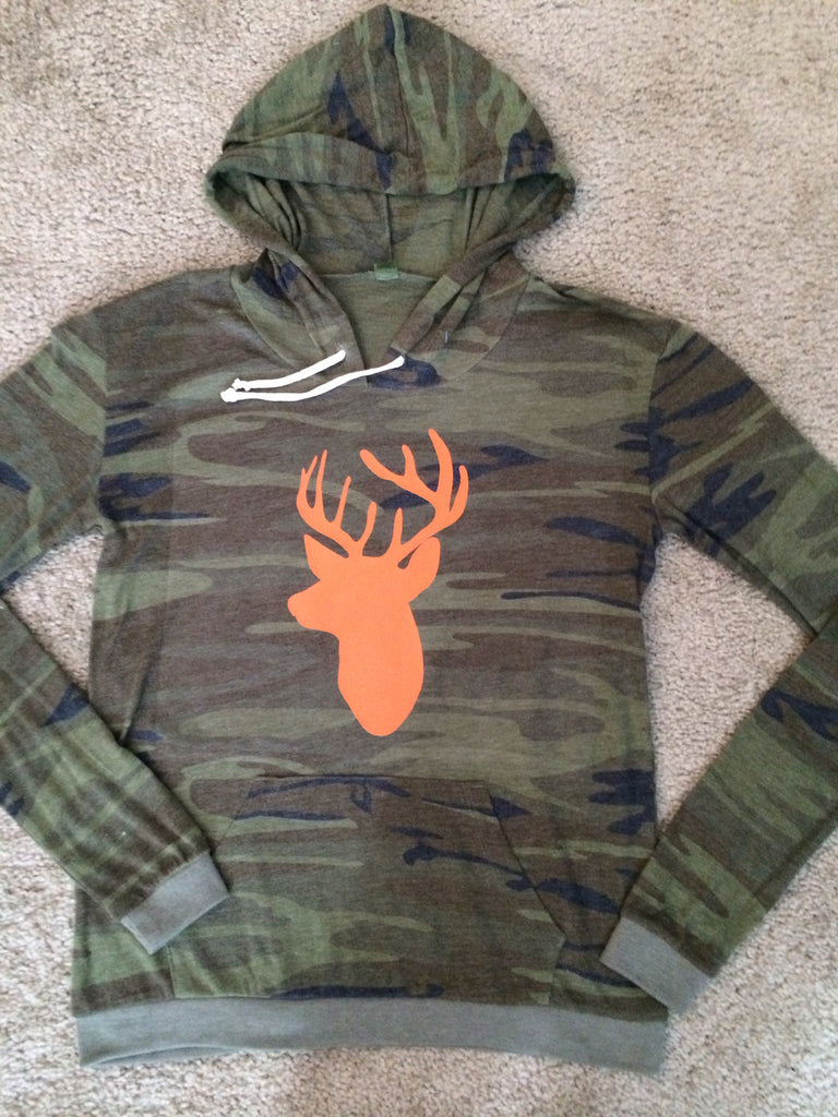 Camo Deer Hunting Sweatshirt Eco Fleece Workout Hoodie Ruffles with Love