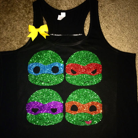 Ninja Turtles Glitter Tank - Ninja Turtles Shirt - Racerback Tank - Ruffles with Love  - Gym Tank - Workout Tank - Workout Clothes