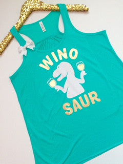 Winosaur - Wine Tank - Ruffles with Love - Racerback Tank - Womens Fitness - Workout Clothing - Workout Shirts with Sayings