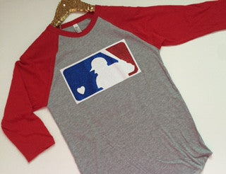 MLB Glitter Logo- Baseball - Raglan - Jersey Shirt - Ruffles with Love - Design Your Own - Customize