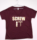 SALE -  SCREW IT - V-Neck T-Shirt - Ruffles with Love - Womens Fitness - Workout Clothing - Workout Shirts with Sayings