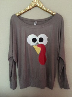 Turkey Long Sleeve Shirt  - Thanksgiving Shirt - Holiday Shirt - Ruffles with Love - Racerback Tank - Womens Fitness - Workout Clothing