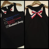 Cocktail Party - Democratic Party - Republican Party - Red White and Blue - Election tank - Ruffles with Love - Racerback Tank - Womens Fitness - Workout Clothing - Workout Shirts with Sayings