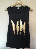 Feather Muscle Tank - RWL - Ruffles with Love - Womens Fashion Clothing - Graphic Tee - Fashion Tee