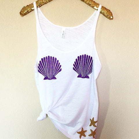 Mermaid Bra Tank - Slouchy Relaxed Fit Tank - Ruffles with Love - Fashion Tee - Graphic Tee