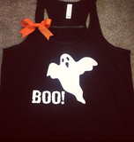 Halloween - Ghost Tank - Boo Tank - Ruffles with Love - Racerback Tank - Womens Fitness - Workout Clothing