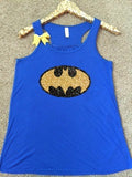 Batman Logo Shirt - Superhero Shirt - DC - Ruffles with Love - Glitter - Graphic Shirt