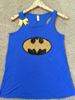 - Shirt with Glitter - Superhero - Logo Shirt - Love DC Ruffles Batman