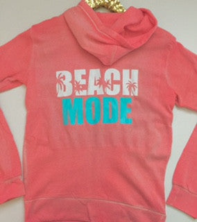 Beach Mode - Coral Hoodie - Eco Fleece - Zip Up Hoodie - Ruffles with Love