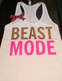 Beastmode Racerback Tank - Workout Tank - Workout Clothing - Fitness Tank - Bow Tank - Ruffles with Love