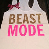 Beastmode Racerback Tank - Workout Tank - Workout Clothing - Fitness Tank - Bow Tank - Ruffles with Love
