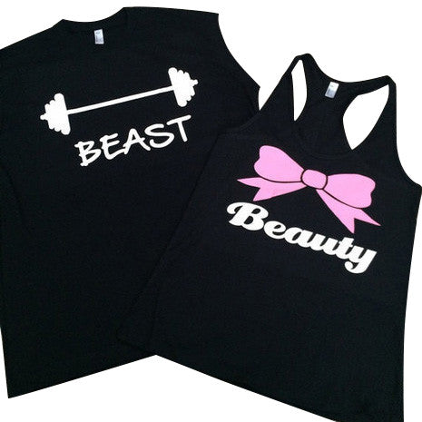 Beauty and Beast - Couples Workout Shirts - Fitness Tanks - Matching Tanks - Ruffles with Love