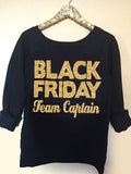 Black Friday Team Captain - Ruffles with Love - Holiday Sweatshirt - Off the Shoulder Sweatshirt - Womens Clothing - RWL
