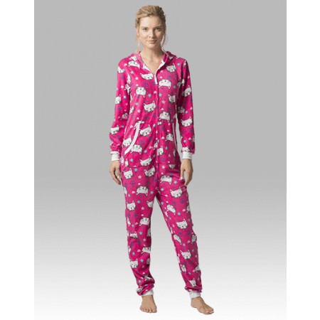Cat Pj's - Hooded  Adult Pajamas - Ruffles with Love - RWL