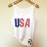USA Womens Soccer Tank - World Cup Tank - Soccer Tank- Slouchy Relaxed Fit Tank -  Ruffles with Love - Fashion Tee - Graphic Tee