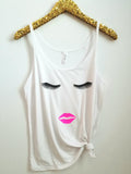 Eyelashes and Lips  - Makeup Tank - Slouchy Relaxed Fit Tank - Ruffles with Love - Fashion Tee - Graphic Tee - Workout Tank