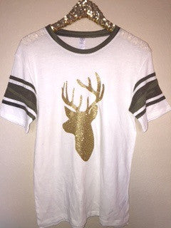 Camo Sleeve Deer T-Shirt - Deer Hunting Shirt - Ruffles with Love - RWL