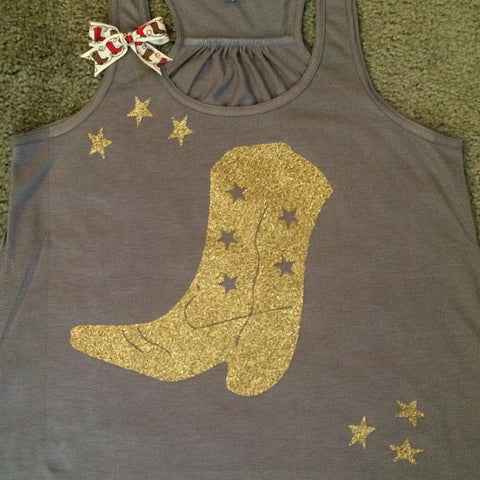 Cowboy Boot Tank - Cowgirl - Country Tank - Ruffles with Love - Womens Fitness