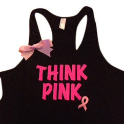 Think Pink Breast Cancer Awareness Black Racerback Tank Top