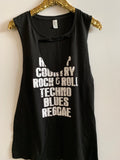 IG - FLASH SALE - Music Genre Muscle Tee -  Ruffles with Love - Racerback Tank - Womens Fitness